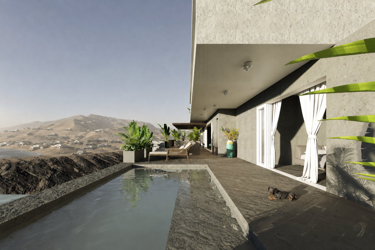 Terraza y piscina